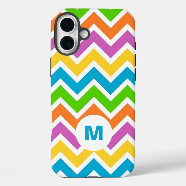 Coques Case-Mate iPhone Bright Rainbow Chevron Monogram (Verso)