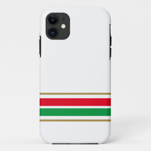 Case-Mate iPhone Case Bright Red Green Base Racing Stripes Sur Blanc