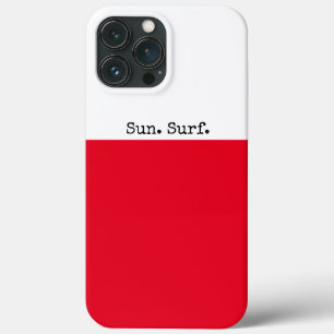 Case-Mate iPhone Case Bright Red Summer White Color Block Sun Surf Texte