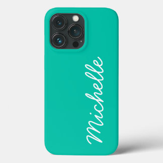 Case-Mate iPhone Case Bright Seafoam Green & White Nom ou texte personna