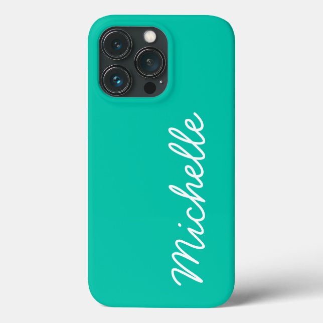 Coques Case-Mate iPhone Bright Seafoam Green & White Nom ou texte personna (Verso)