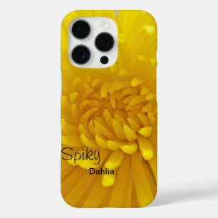 Coques iPhone 16 Pro Bright Yellow Spiky Dahlia photo de gros plan