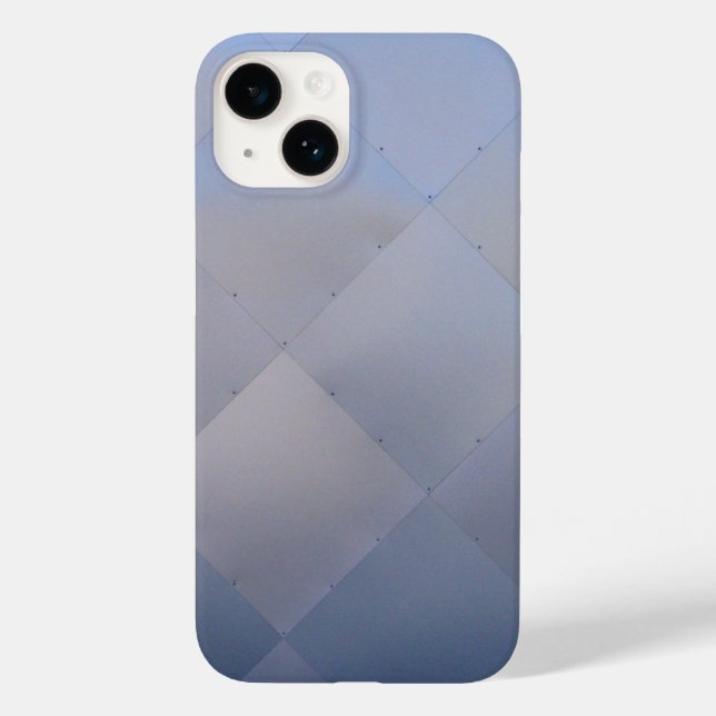Coques Case-Mate iPhone Brillant moderne À damiers métal bleu (Verso)