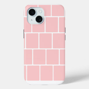 Coque Pour iPhone 15 Briques Carré rose clair