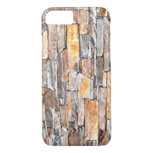 Coque iPhone 7 Briques de motif en pierre naturelle Rustique Flag