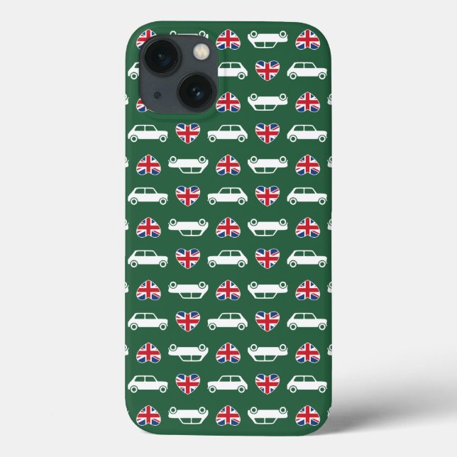 Coques Case-Mate iPhone British Mini Cooper Hearts - Vert (Verso)