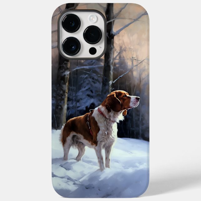 Coques Case-Mate iPhone Brittany Spaniel Laissez Neige Noël (Verso)