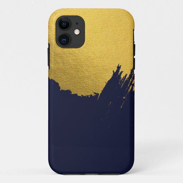 Coques Case-Mate iPhone Brochures Faux Gold avec Arrière - plan bleu marin (Dos)