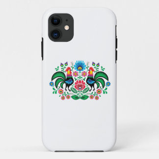 Coque iPhone 11 Broderie florale polonaise, motif traditionnel de