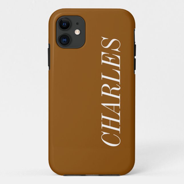 Coques Case-Mate iPhone Bronze Brown couleur solide | Nom minimal (Dos)
