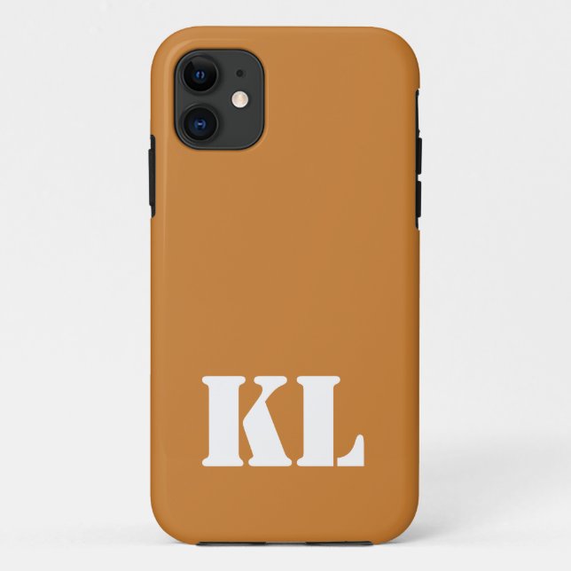 Coques Case-Mate iPhone Bronze Métallique Couleur solide | Monogramme mini (Dos)