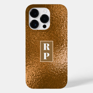 Coque Pour iPhone 14 Pro Bronze moderne métal texturé