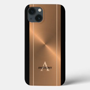 Case-Mate iPhone Case Bronze moderne Métallo Noir Personnalisé Mens
