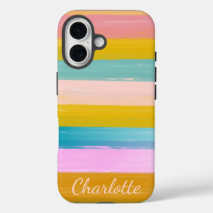 Coque Pour iPhone 16 Brosse rayée Pastel personnalisée