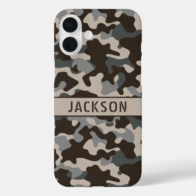 Coques Case-Mate iPhone Brown and Gray Camouflage Personalized (Verso)