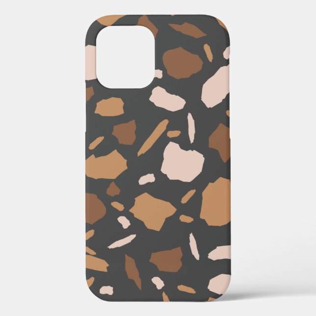 Coques Case-Mate iPhone Brown, beige, tan et gris Terrazzo Motif (Verso)