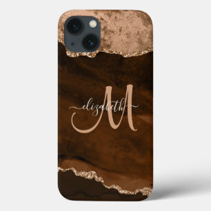 Case-Mate iPhone Case Brown chic Rose Gold Parties scintillant Agate Per