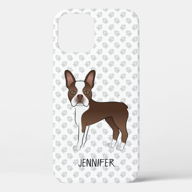Coques Case-Mate iPhone Brown Et Blanc Boston Terrier Cartographie Chien & (Verso)