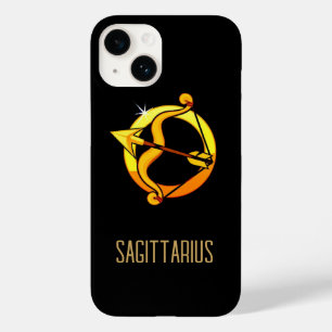 Coque Pour iPhone 14 Brown et or Sagittarius signe zodiaque noir