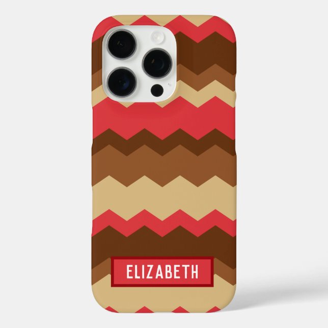 Coques Case-Mate iPhone Brown et rouge Automne géométrique Zig Zag (Verso)