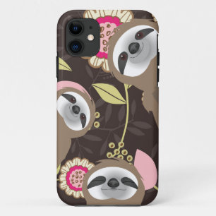 Case-Mate iPhone Case Brown Famille Sloth Peeking à travers la Jungle