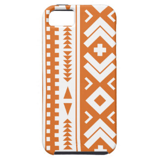 Coque Tough iPhone 5 Brûlé copie tribale aztèque orange et blanche