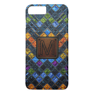 Coques Pour iPhone Brûlure en mosaïque colorée Élégant look en cuir #