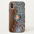 brun turquoise western pays à outils cuir