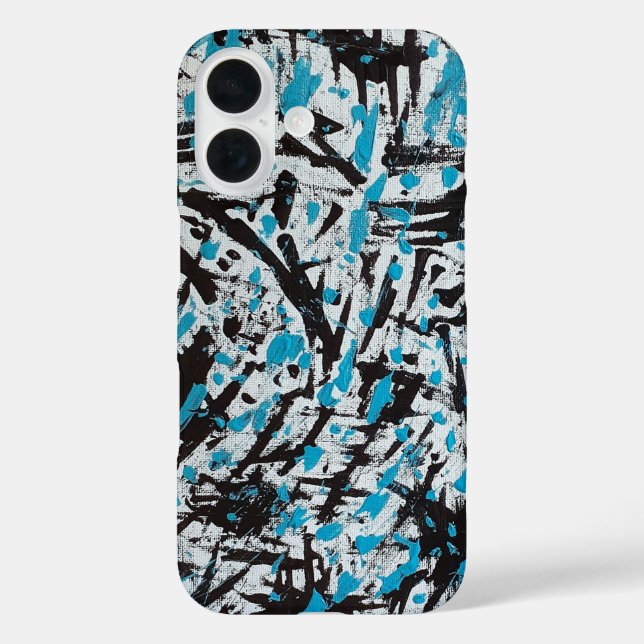 Coques Case-Mate iPhone Brush bleu et noir Abstrait (Verso)
