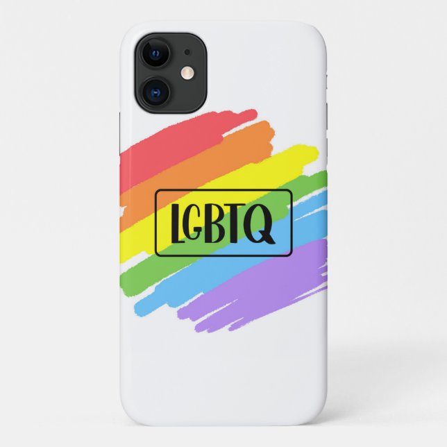 Coques Case-Mate iPhone Brushstrokes LGBTQ Arc-en-ciel (Dos)