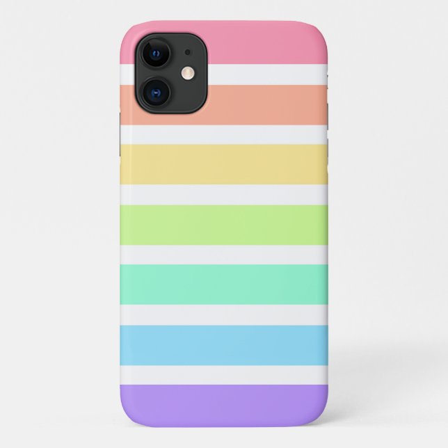 Coques Case-Mate iPhone Bubblegum arc-en-ciel et bandes blanches (Dos)