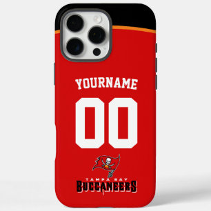 Coques iPhone 16 Pro Max Buccaneers personnalisés Jersey Football américain