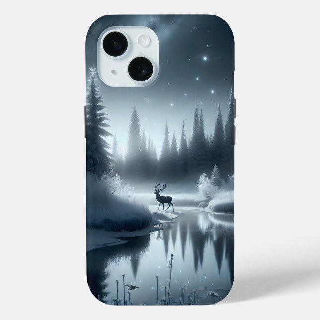 Coques Case-Mate iPhone Buck In A Winter River la nuit (Verso)