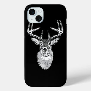 Coque iPhone 15 Mini Buck on Black White Tail Deer