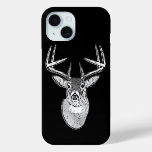 Coque Pour iPhone 15 Buck on Black White Tail Deer