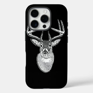 iPhone 16 Pro Case Buck on Black White Tail Deer