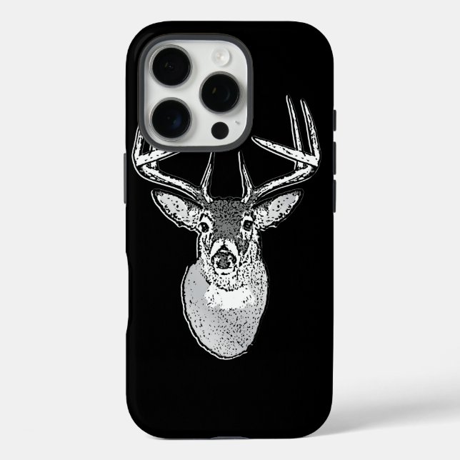 Coques Case-Mate iPhone Buck on Black White Tail Deer (Verso)