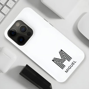Coque iPhone 15 Pro Max Budget simple Monogramme noir et blanc