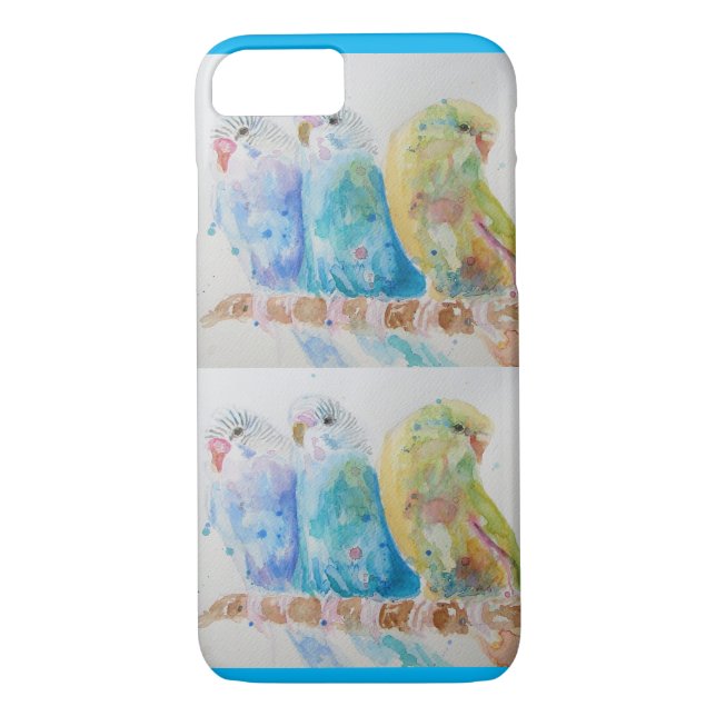 Coques Case-Mate iPhone Budgie Aquarelle Peinture d'oiseau Budgies Aqua Tu (Dos)