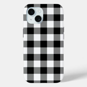 Coque Pour iPhone 15 Buffalo noir et blanc Plaid iPhone X
