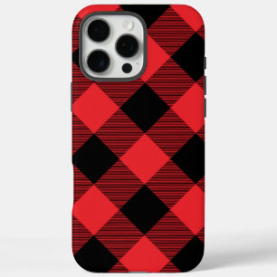 Coques iPhone 16 Pro Max Buffalo Plaid Red Black Check