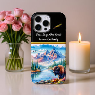 Coques iPhone 16 Pro Max Buffle majestueux près d'une rivière Serene Mounta