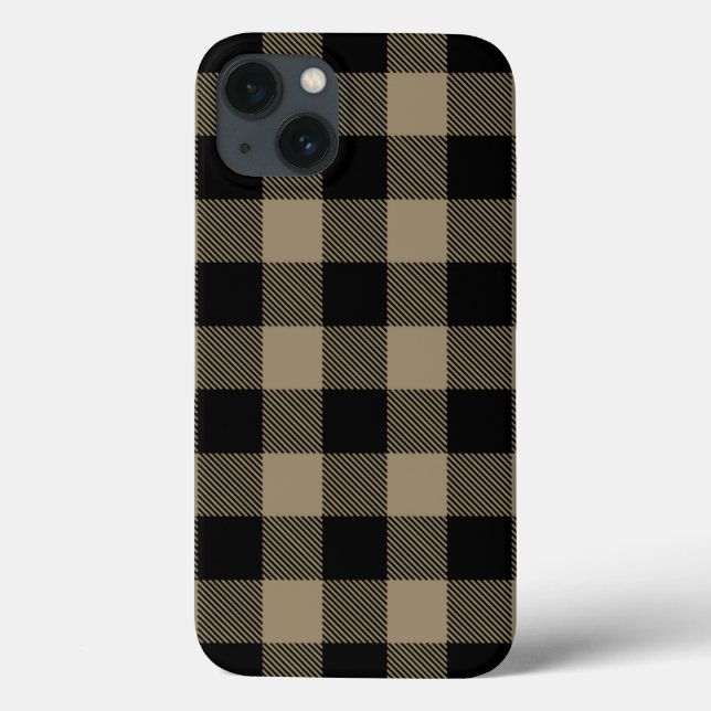 Coques Case-Mate iPhone Buffle noir beige Chèque Motif (Verso)