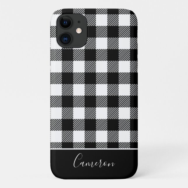 Coques Case-Mate iPhone Buffle noir et blanc tendance Plaid personnalisé (Dos)