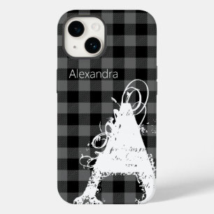 Coque Pour iPhone 14 Buffle noir moderne plaqué grand nom de monogramme