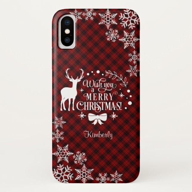 Coques Case-Mate iPhone Buffle rouge Vous souhaite une MERRY CHRISTMAS Mon (Dos)