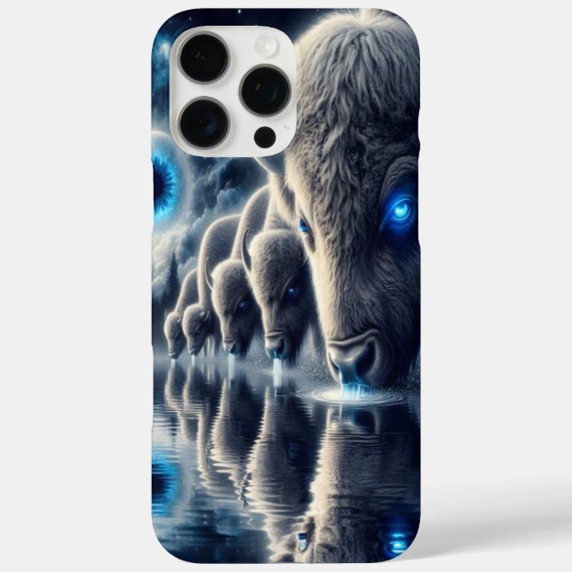 Coques Case-Mate iPhone Buffles célestes dans un paysage mystique étoilé (Verso)