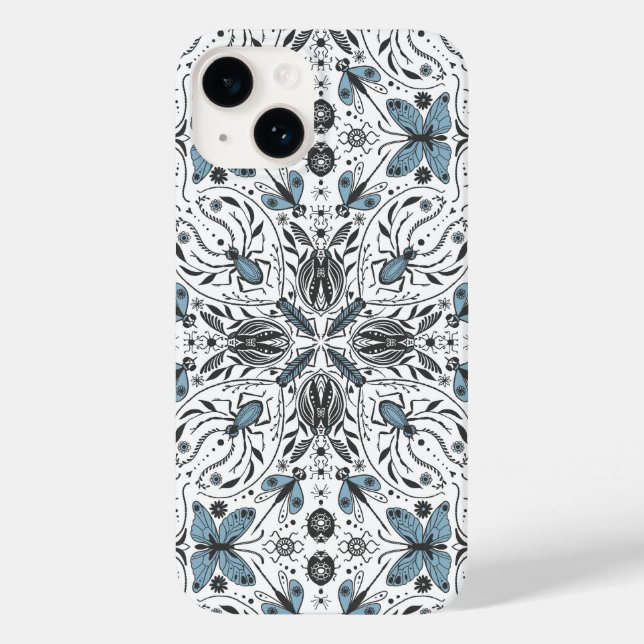 Coques Case-Mate iPhone Bugs, noir et bleu (Verso)