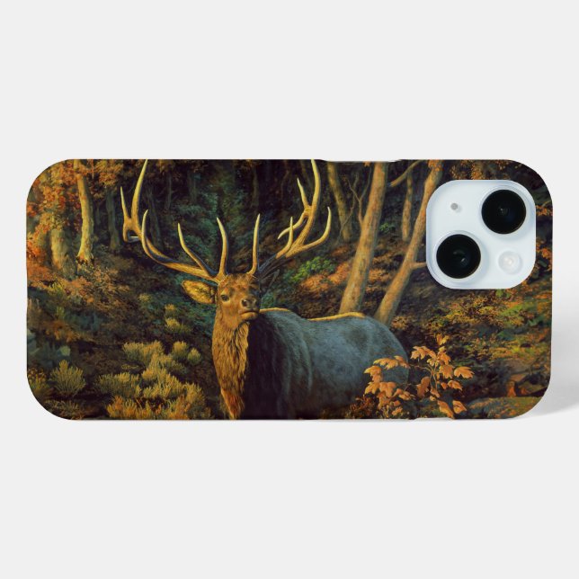Coques Case-Mate iPhone Bull Elk dans la forêt d'automne (Verso (horizontal))