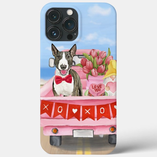 Coques Case-Mate iPhone Bull Terrier Chien Saint-Valentin Coeurs de camion (Verso)